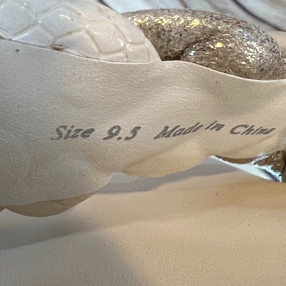 Dolce Vita Braided White Ivory Silver Strap Open Square Toe Block Heels Size 9.5 - Picture 8 of 8